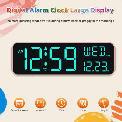 Peakeep clock showing five brightness levels for day and night use.