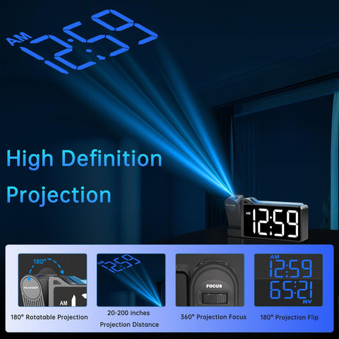 Peakeep projection clock RGB nightlight adds gentle room illumination for sleeping.