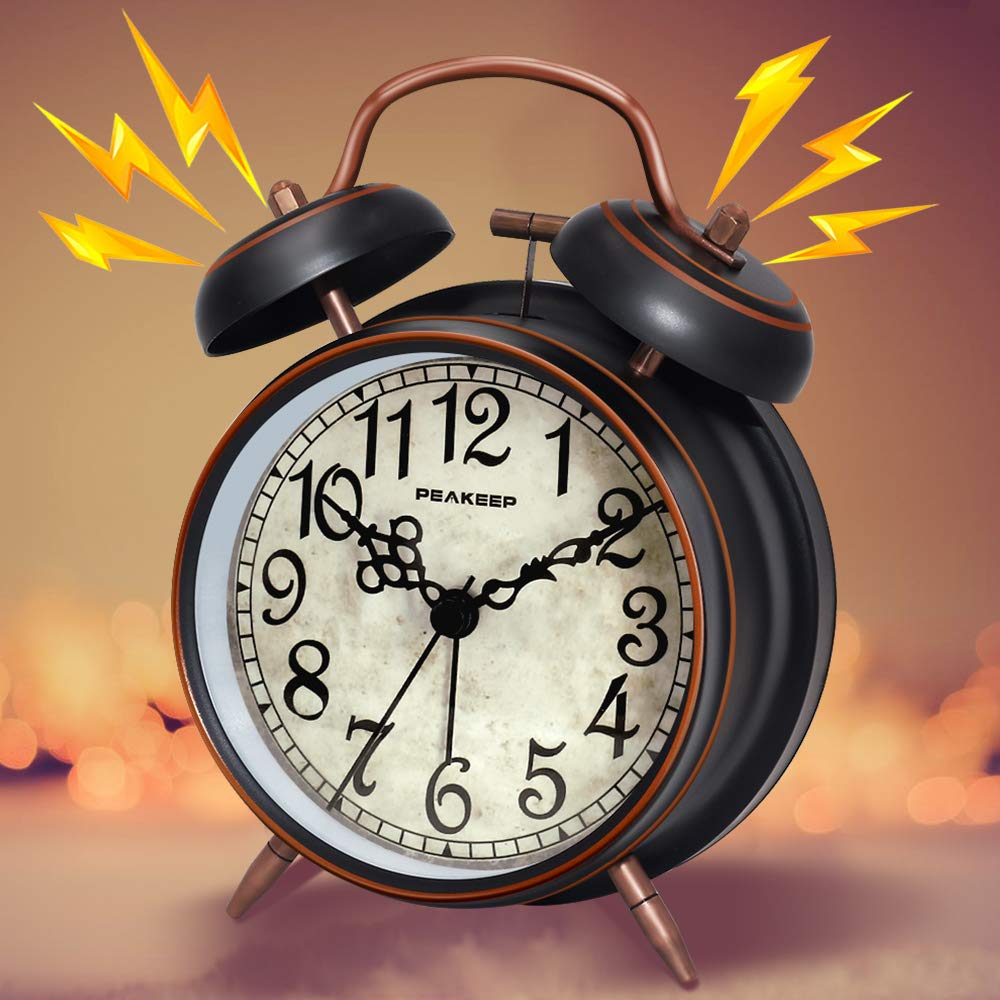 Peakeep retro clock face with distressed Roman numerals for vintage bedside charm.