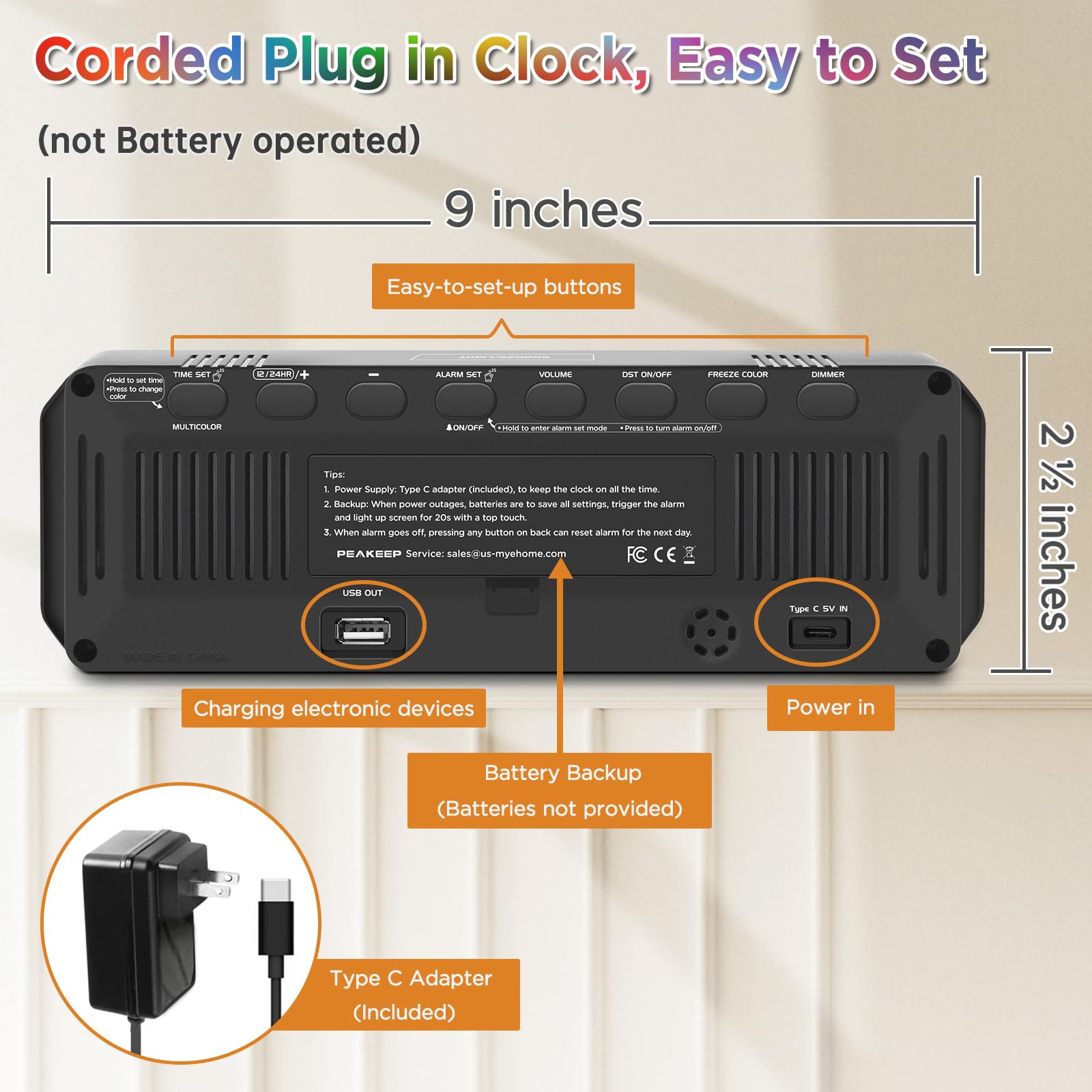 Peakeep snooze function offers a 9-minute extension