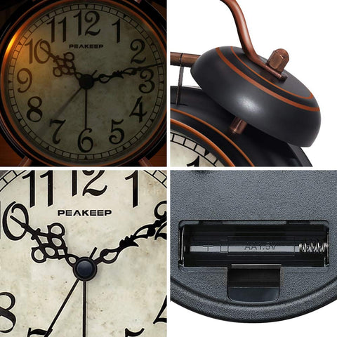 Peakeep twin-bell top highlight for loud, reliable wake-up in busy mornings.