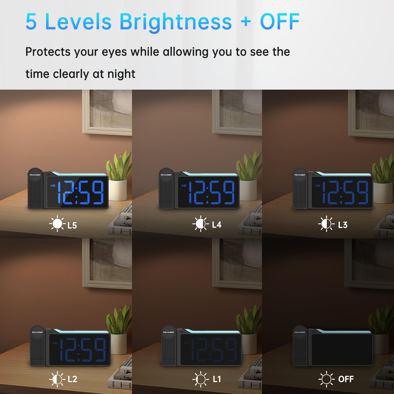 Peakeep bedside USB charging clock powers devices overnight.