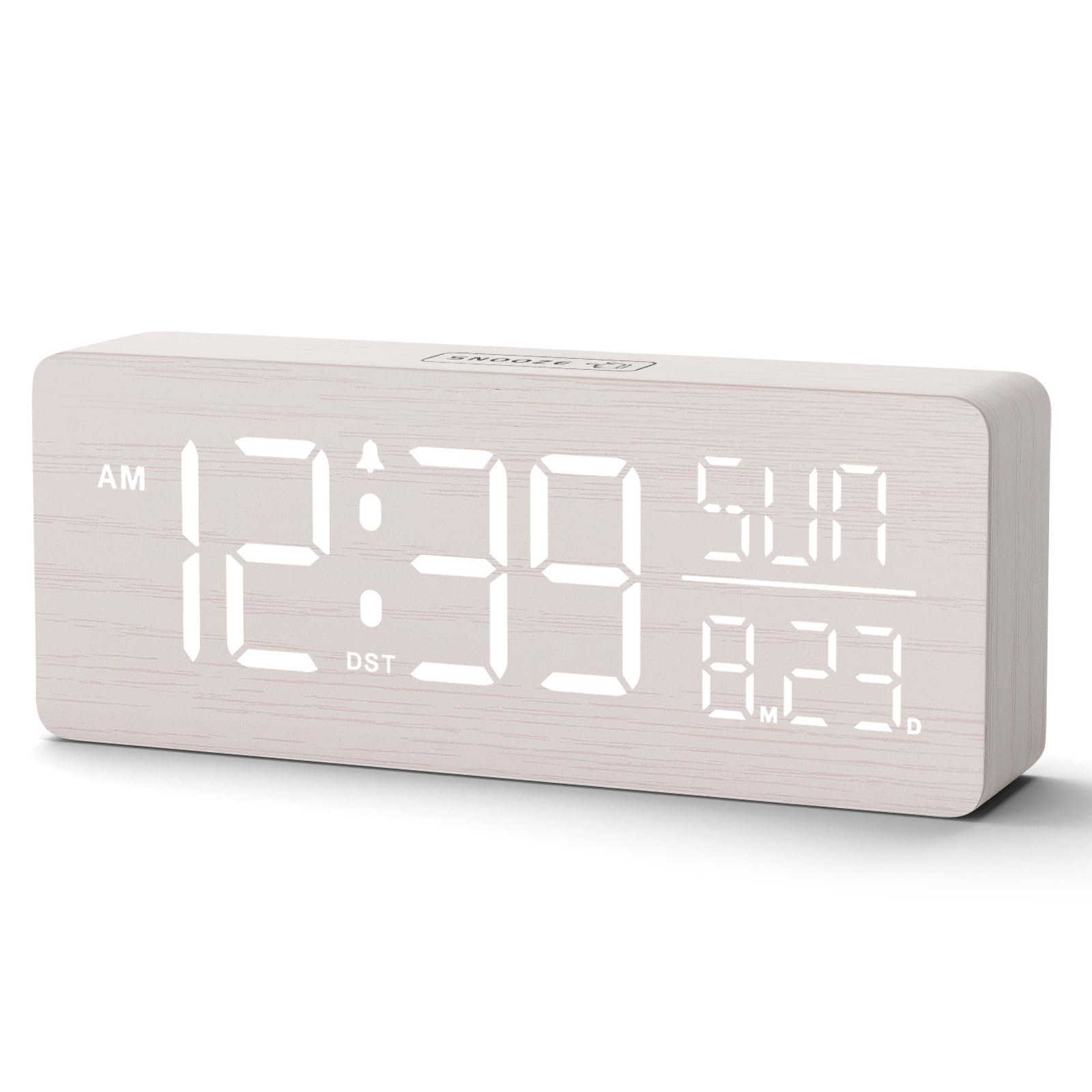 Peakeep wooden digital alarm clock with large display for easy time reading