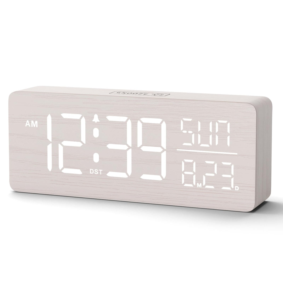 Peakeep wooden digital alarm clock with large display for easy time reading