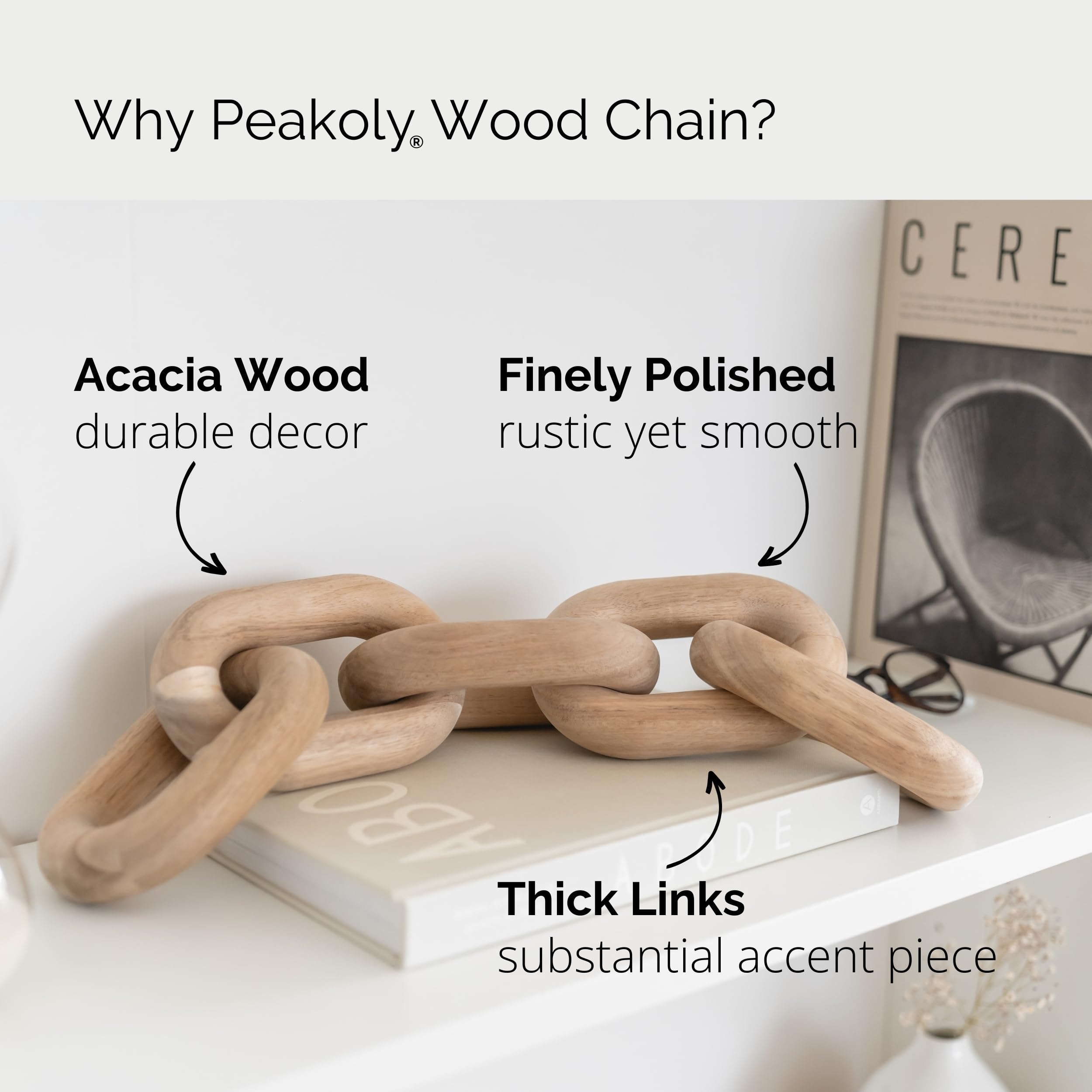 Peakoly acacia chain link decor on entryway console for an inviting focal point