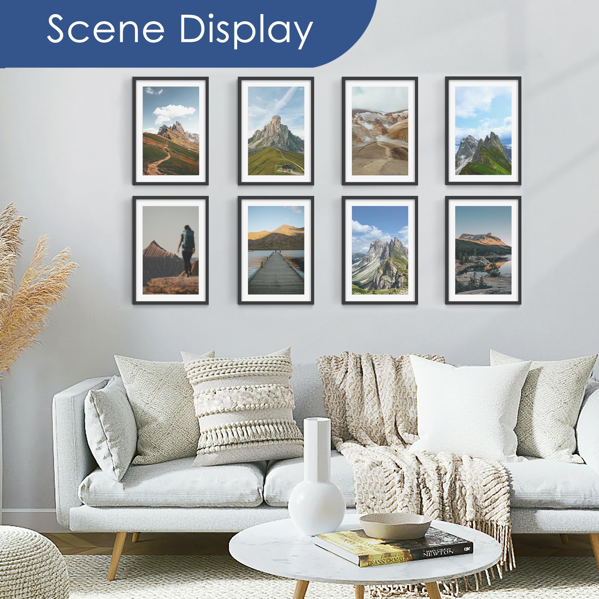 PEALSN 13x19 frame set with mat shows 11x17 display option for posters.