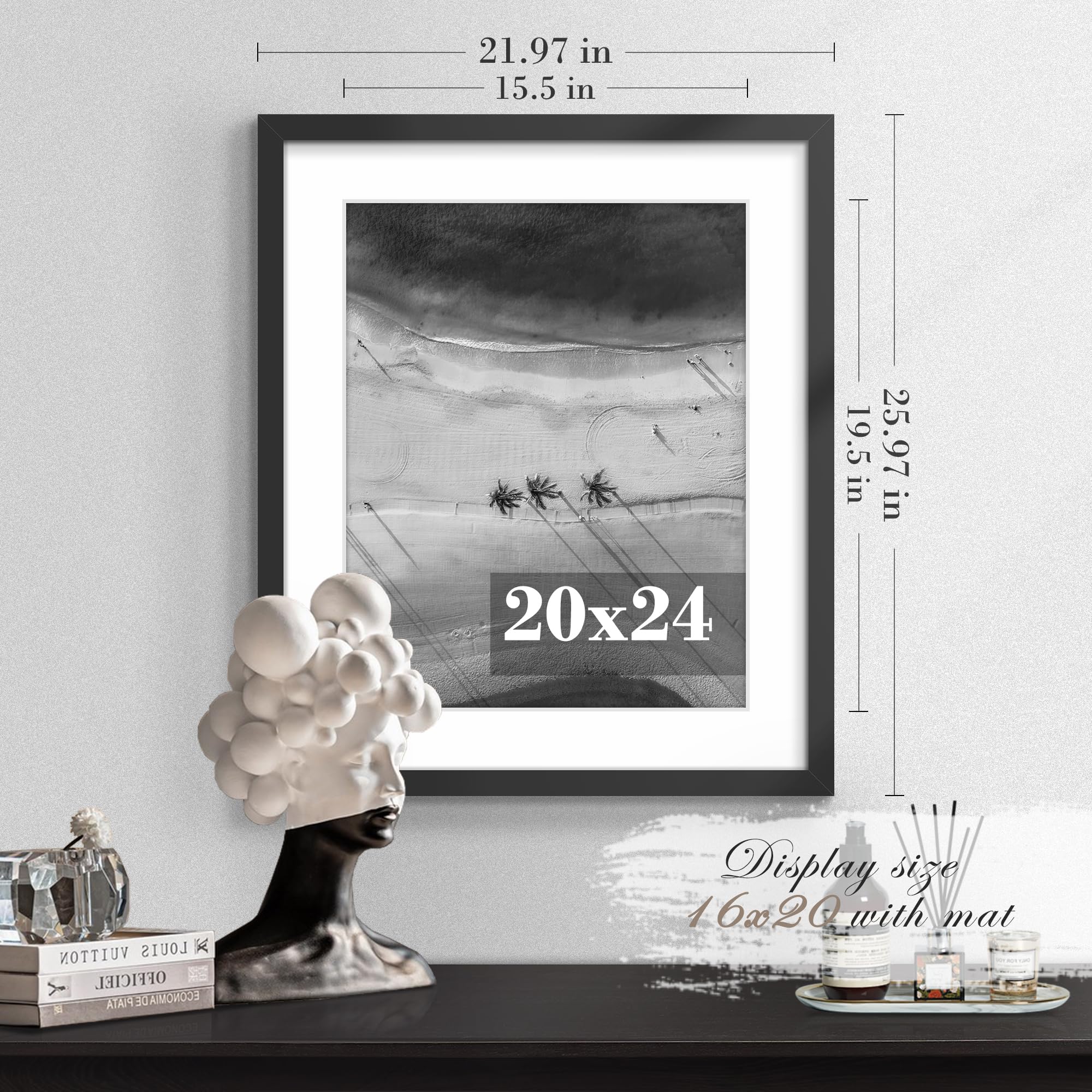 PEALSN 20x24 frame with wall-hanging hardware for quick mounting.