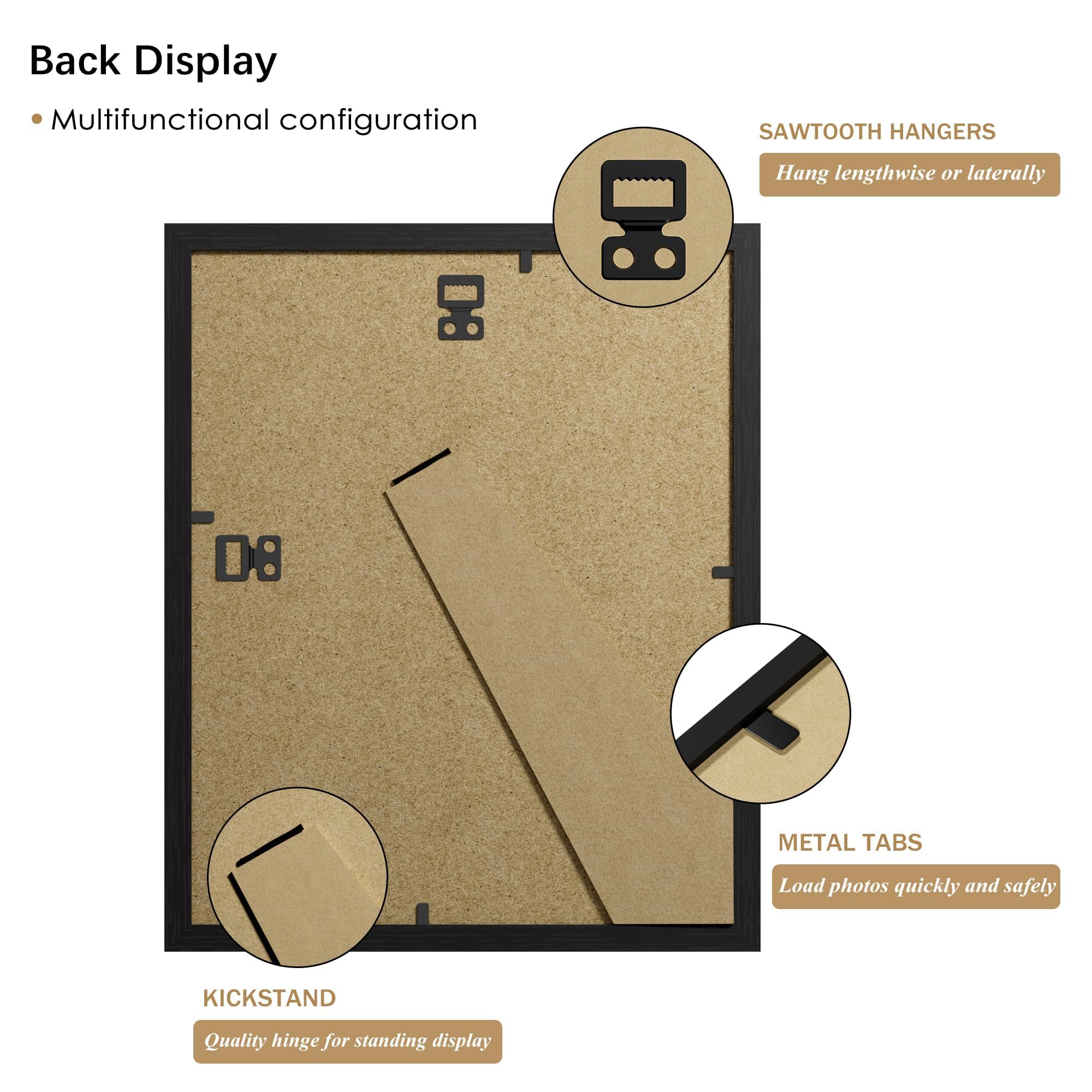 PEALSN backboard with easel and sawtooth hangers supports wall or desk setup.