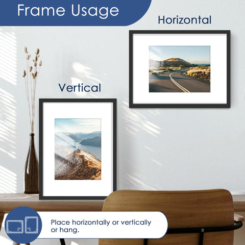 Vertical or horizontal orientation helps adapt frames to your space.