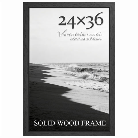 PEALSN solid wood 24x36 black frame for durable poster display