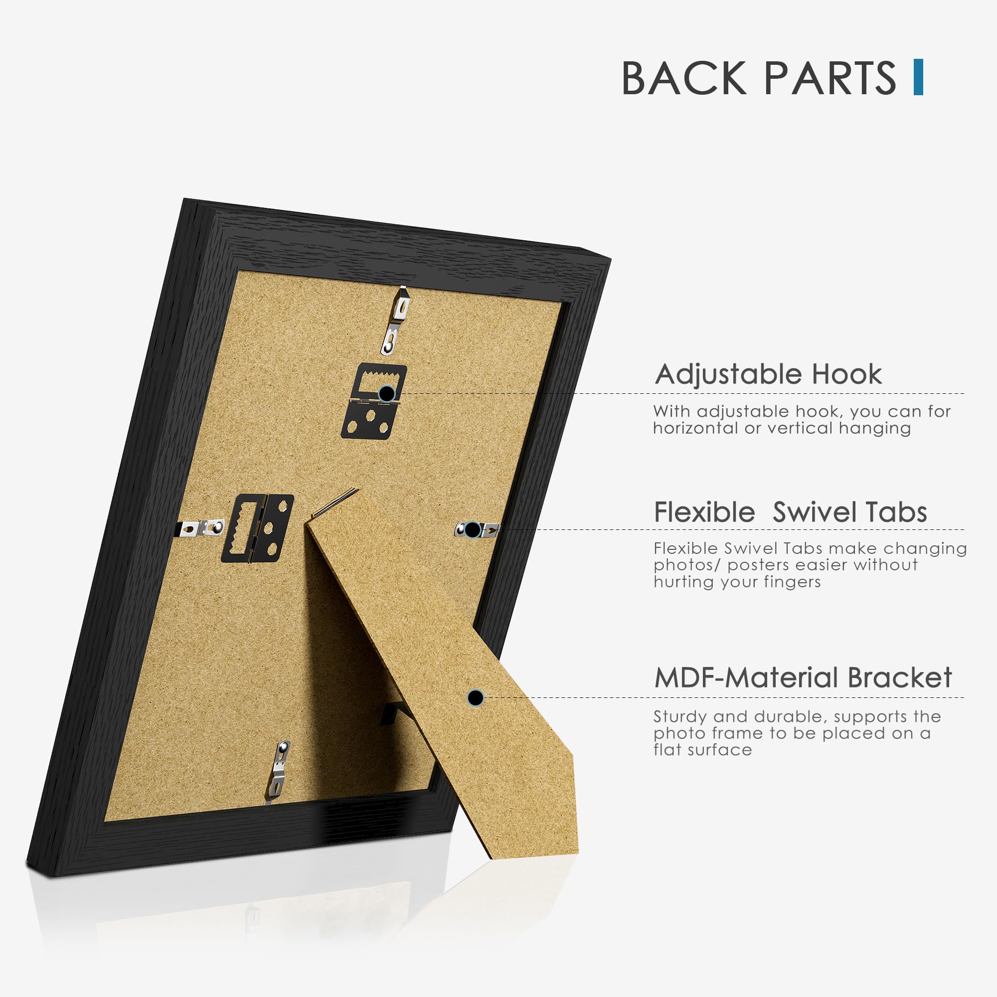 PEALSN wall gallery setup with multiple black woodgrain frames