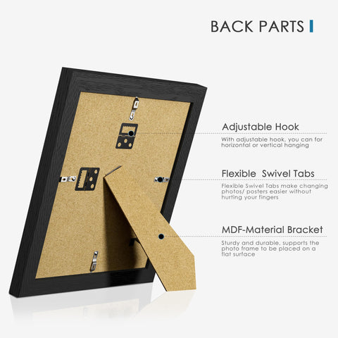 PEALSN wall gallery setup with multiple black woodgrain frames