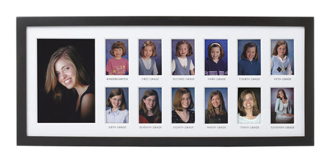 Pearhead School Years frame front view highlights a timeless black frame.