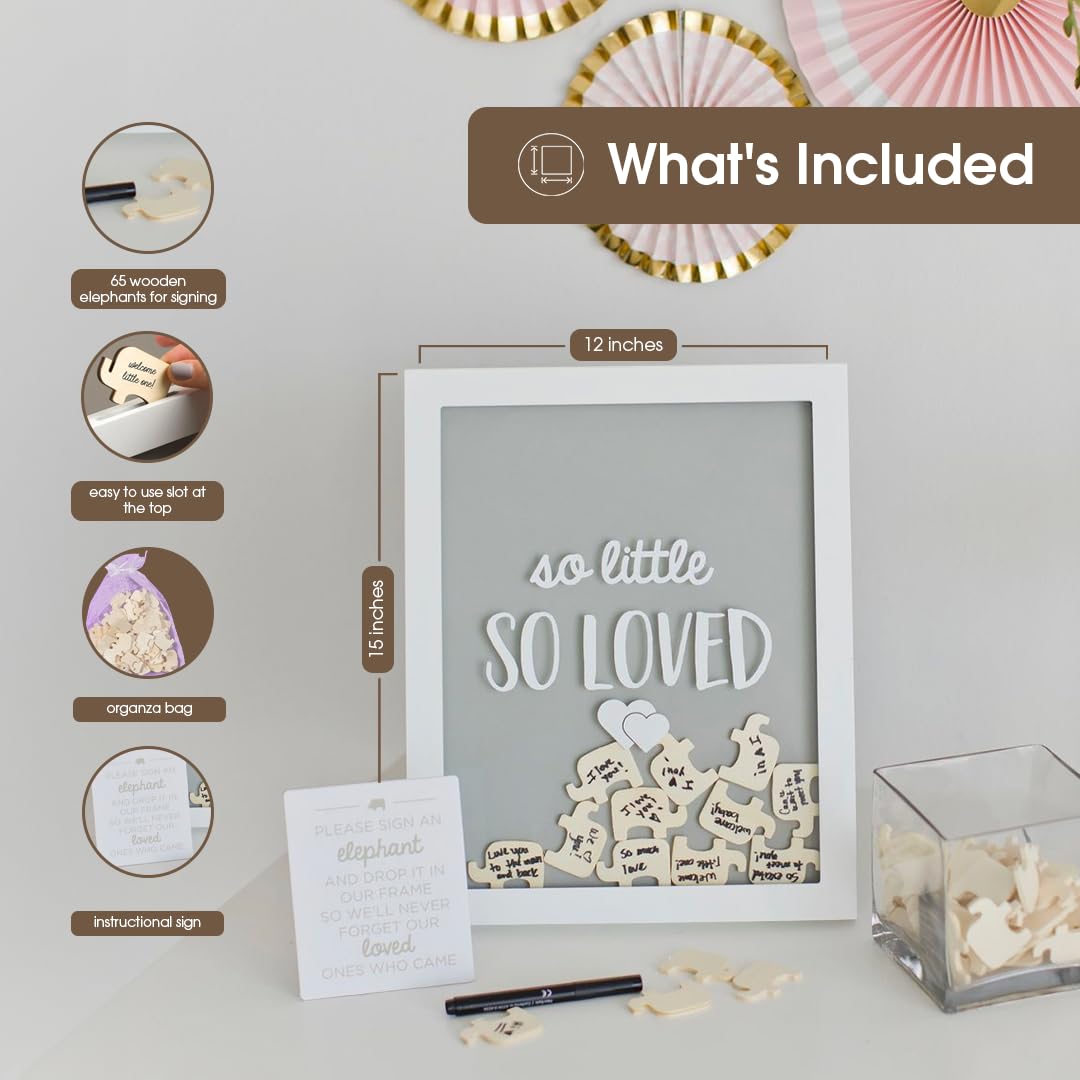 Pearhead wooden elephant tokens ready for heartfelt messages at your baby shower.