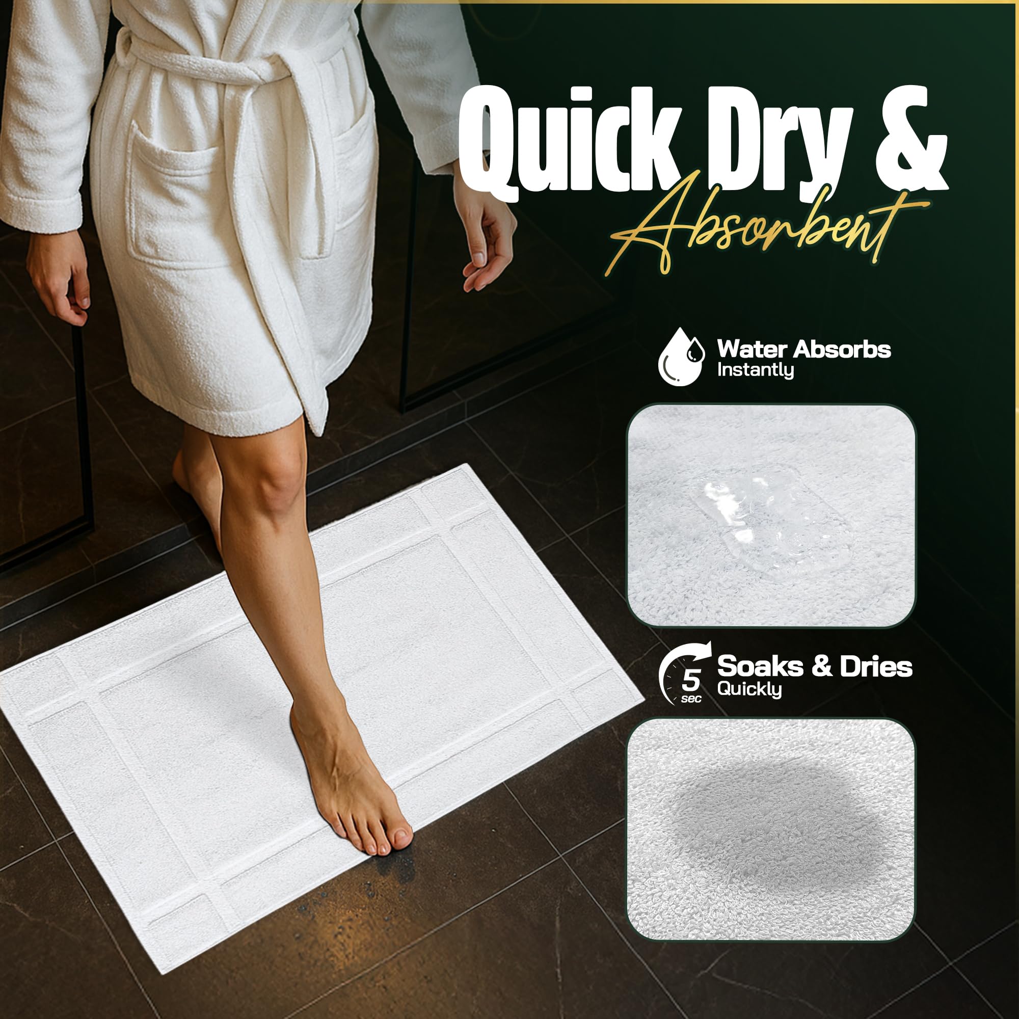 Hotel-quality Pearl Linens mat dries quickly after use