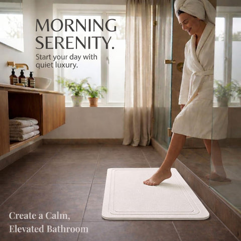 Pebble Nest fast-drying stone mat after showers supports quick drying