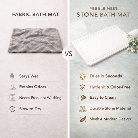 Pebble Nest modern grey stone bath mat for a sleek bathroom look