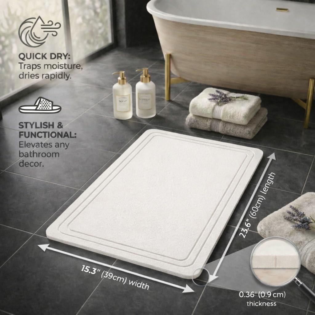 Pebble Nest non-slip backing ensures secure placement on wet floors