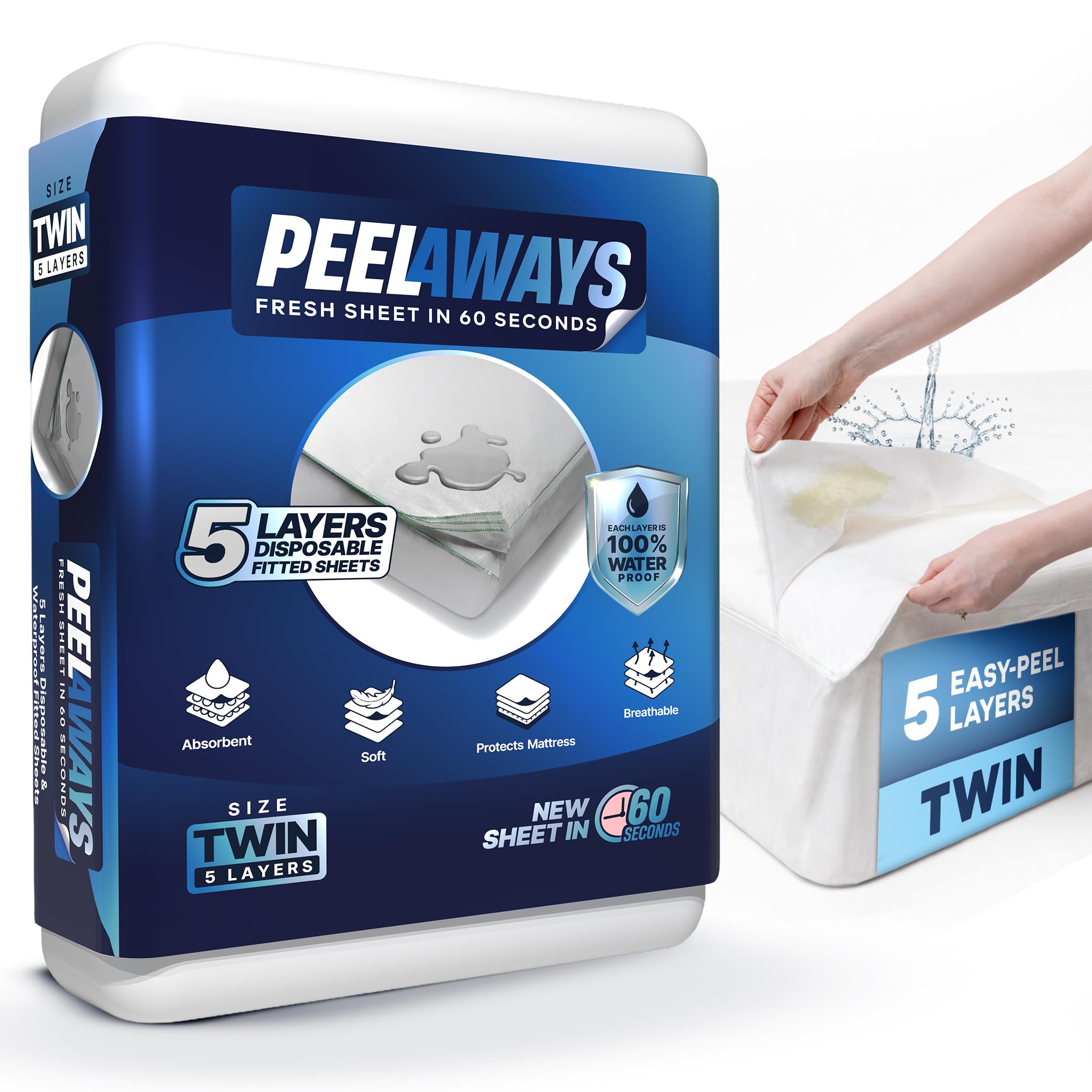 PEELAWAYS five-layer disposable sheet layer for quick hygiene changes