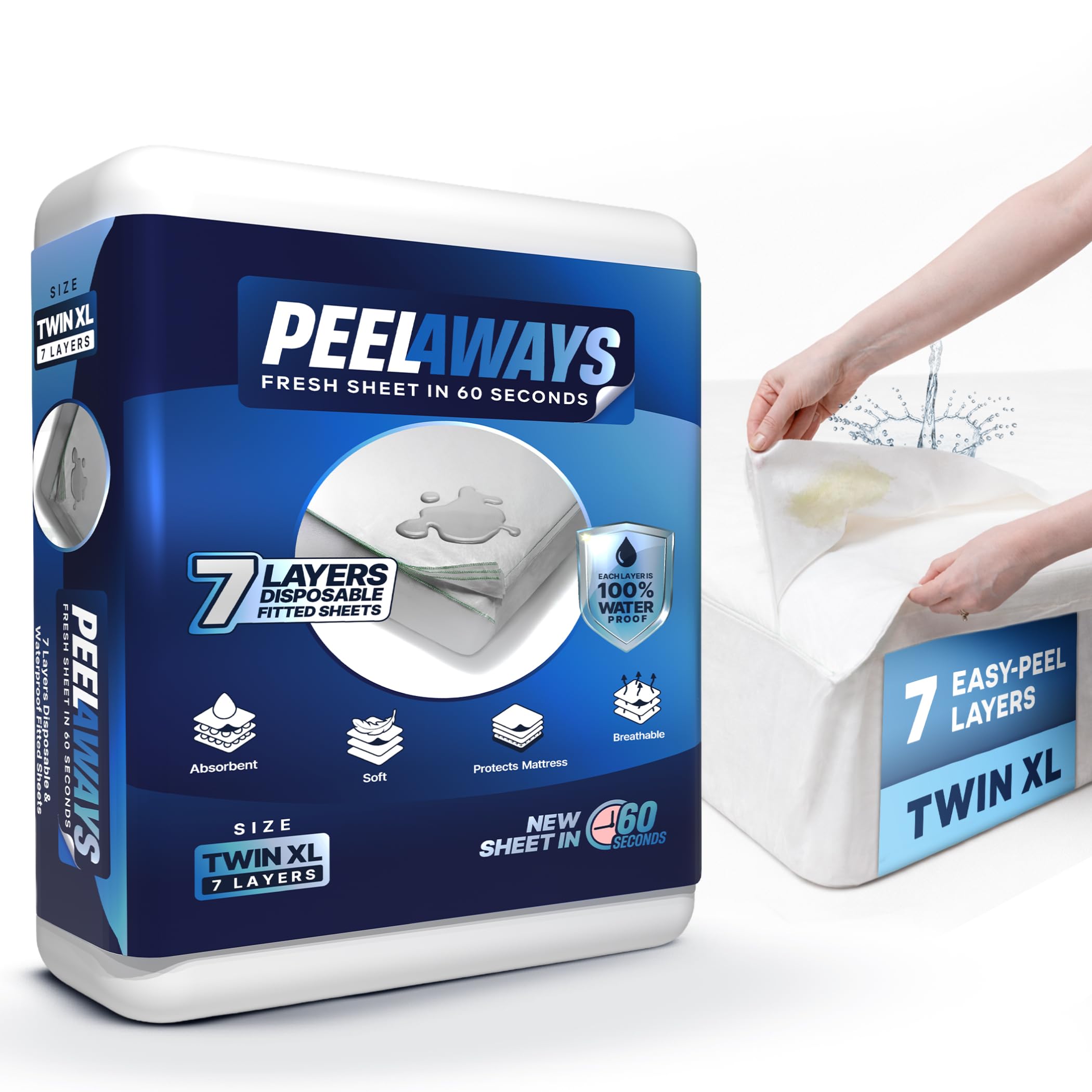 PeelAways seven-layer sheet system overview showing easy care for caregivers