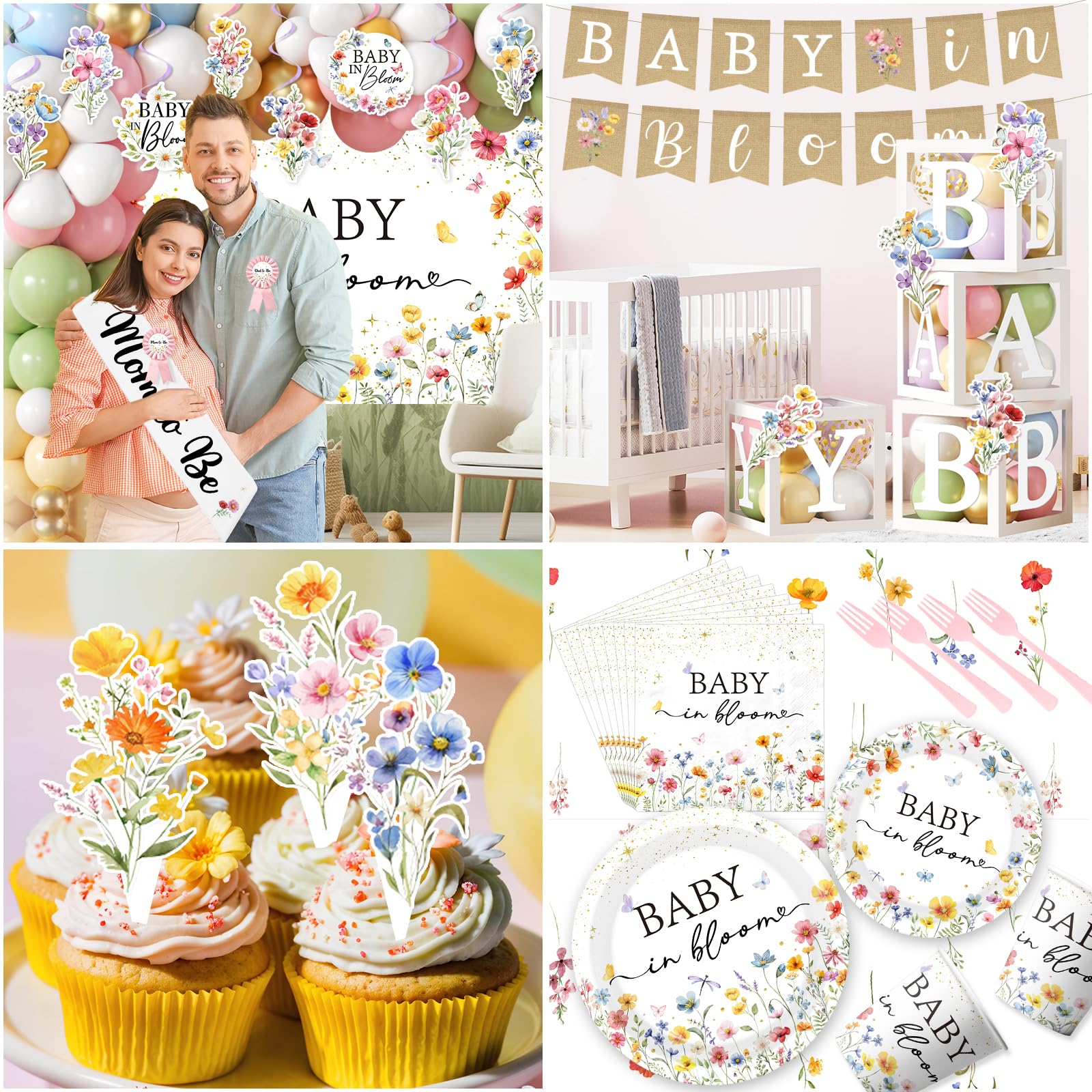 Peghoqu Baby in Bloom daisy balloons complement pastel accents