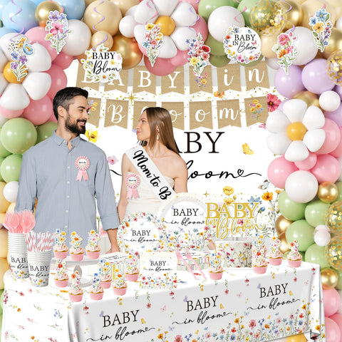 Peghoqu Baby in Bloom hanging banners add depth and whimsy to party decor for photos