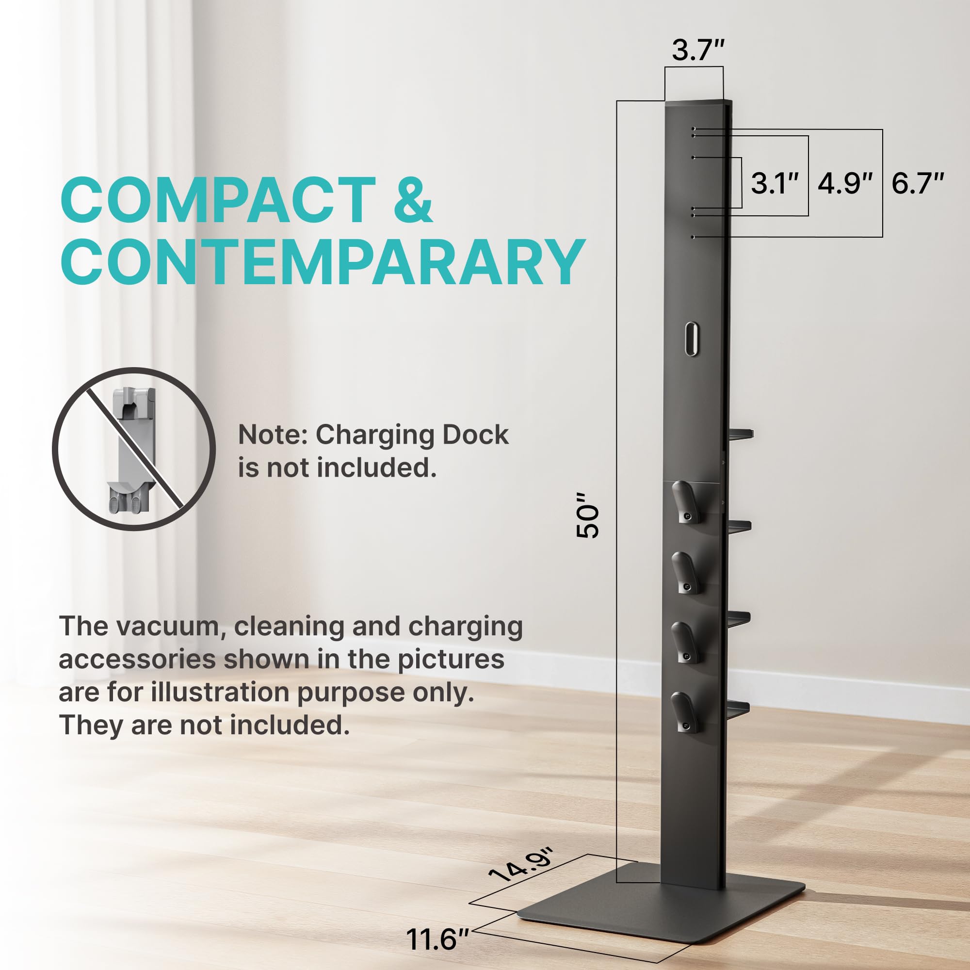 PEGZONE vacuum stand base and weight deliver solid stability on floors.