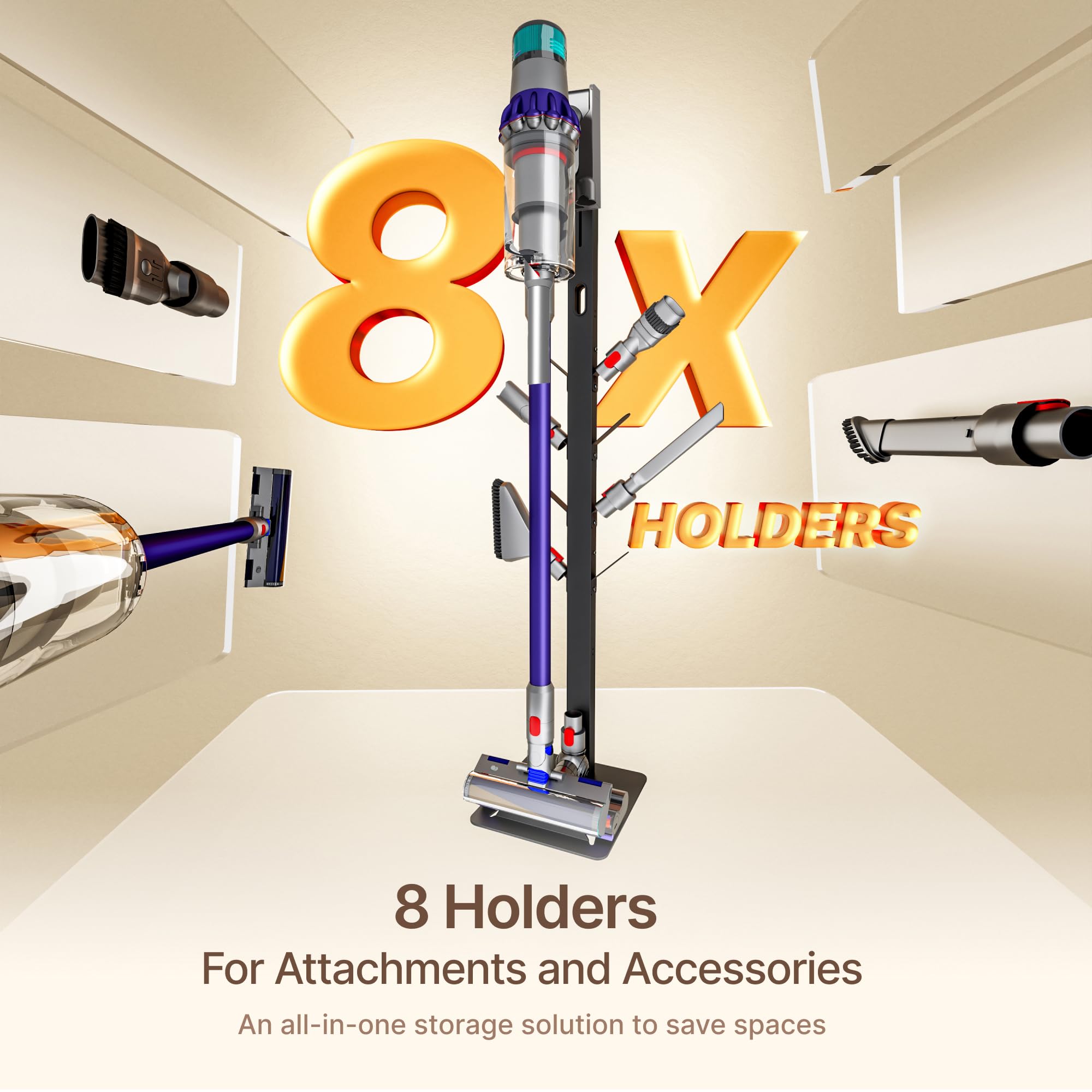 PEGZONE vacuum stand with eight hooks for organized accessories