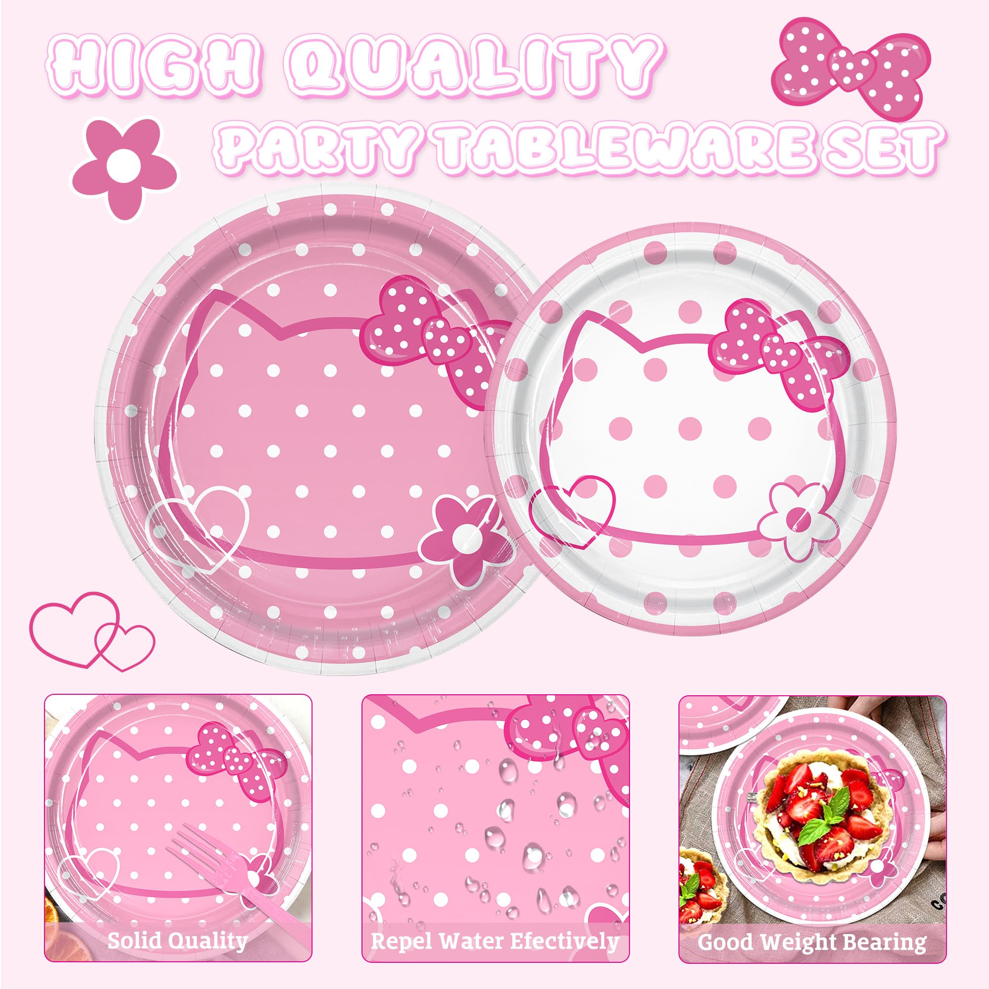 Peiking pink kitten dessert plates 7-inch for cake moments.