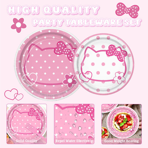 Peiking pink kitten dessert plates 7-inch for cake moments.