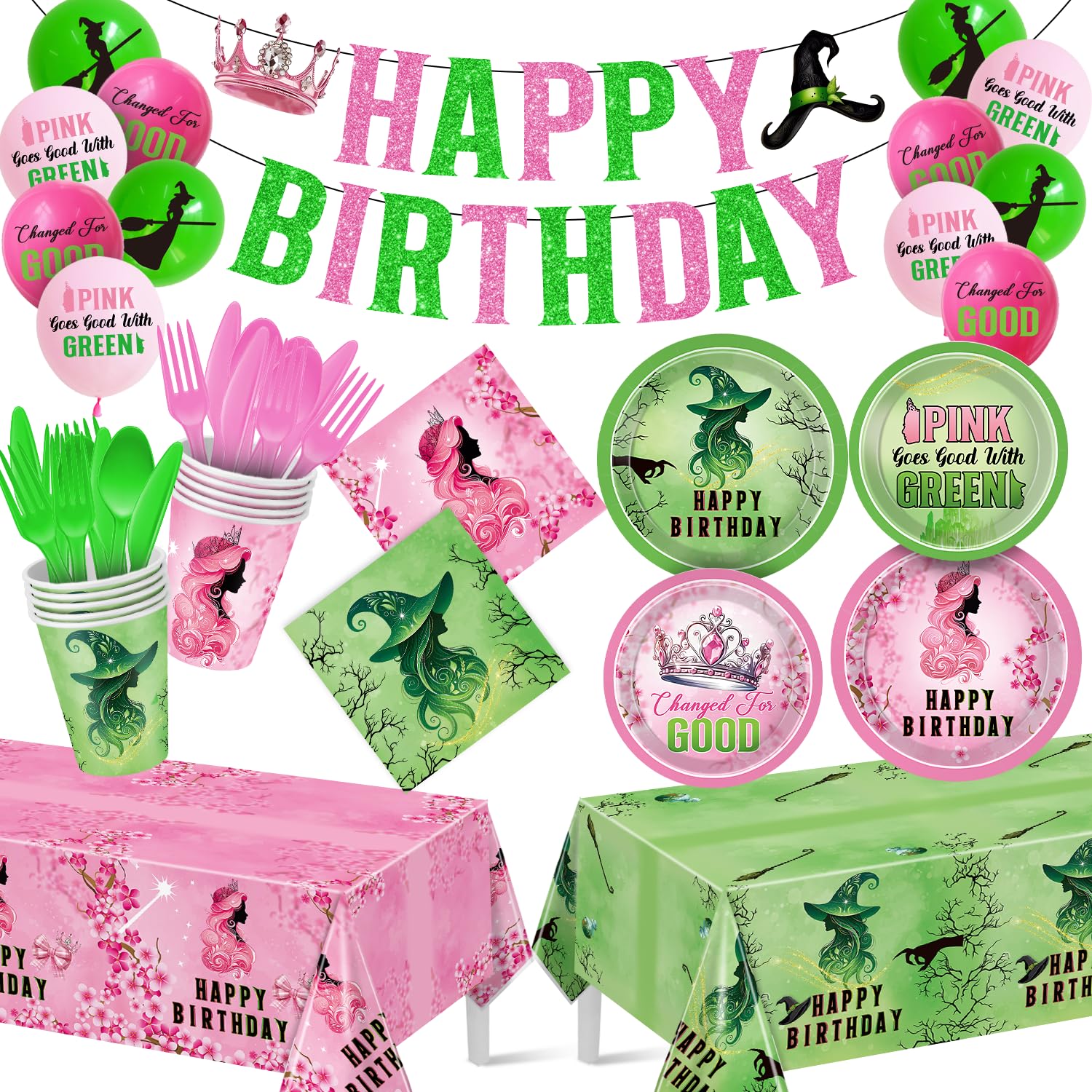 Pekeng pink-green birthday kit balloons create cohesive color for celebrations.