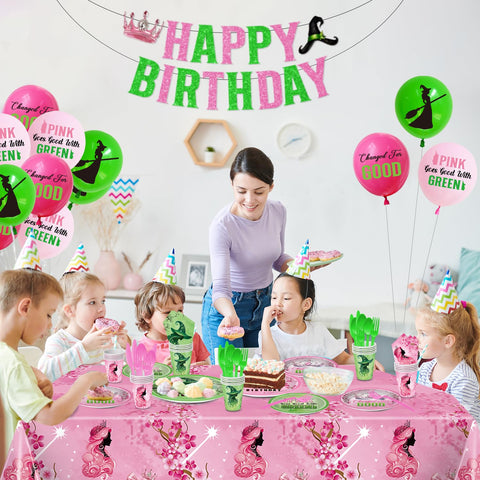 Pekeng pink-green birthday kit tableware provides durable dining essentials.