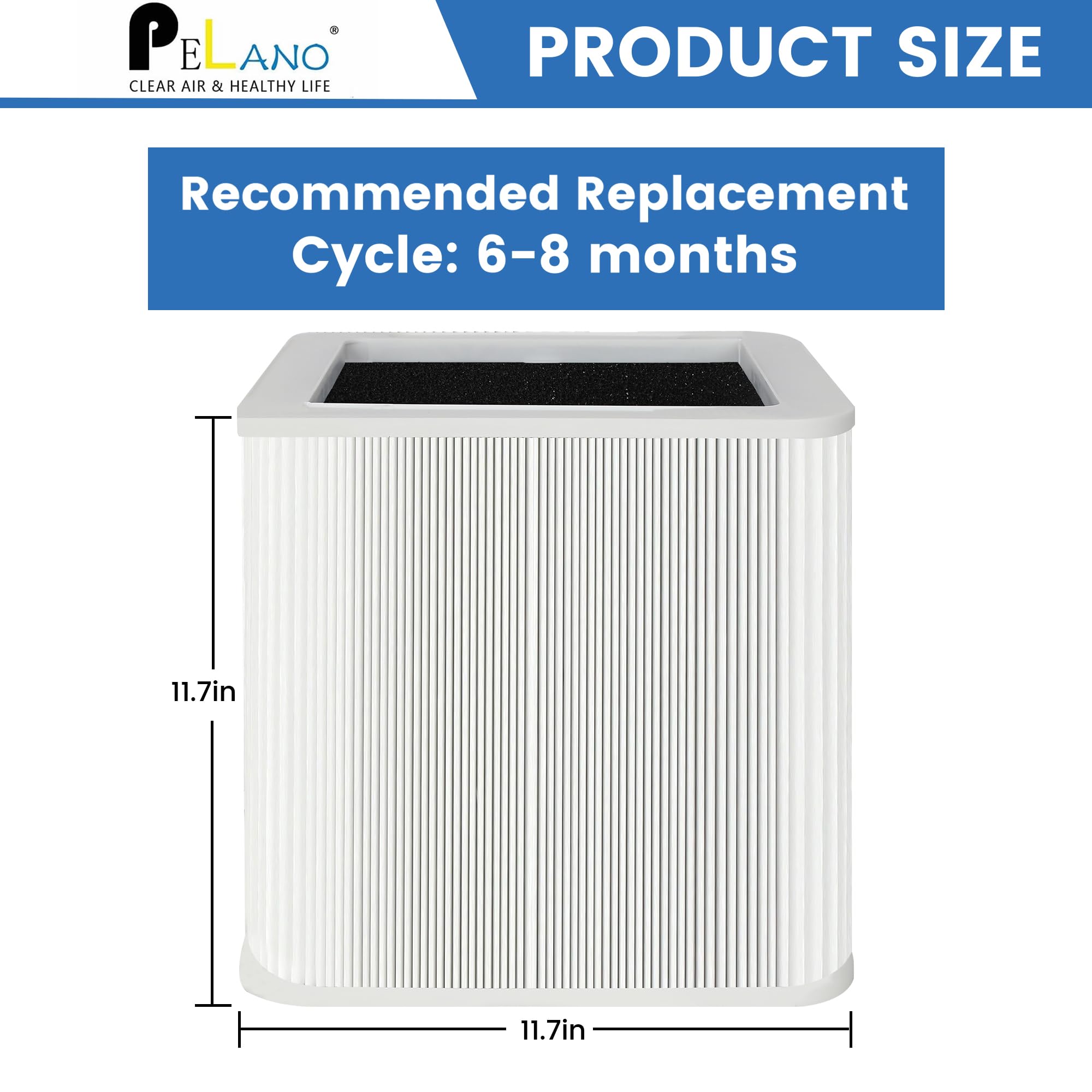 Pelano 211+ activated carbon filter layer for odor reduction.