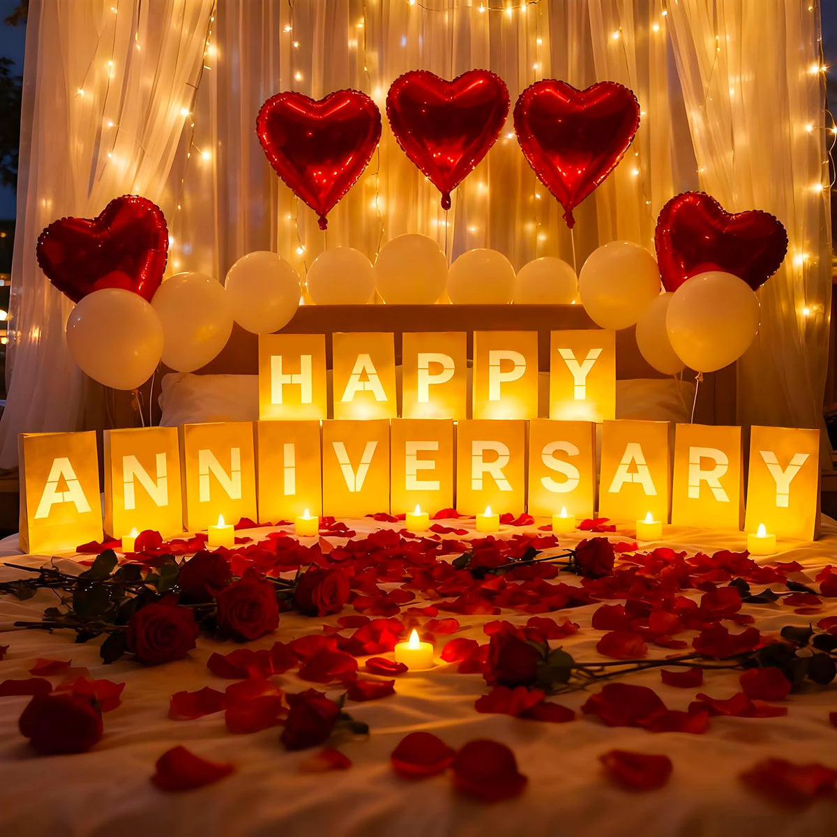 Peledic Happy Anniversary light-up letters illuminate romantic room decor
