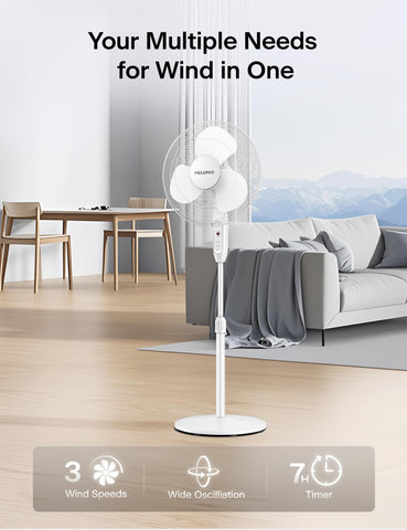 PELONIS 16-inch pedestal fan remote enables effortless adjustments.