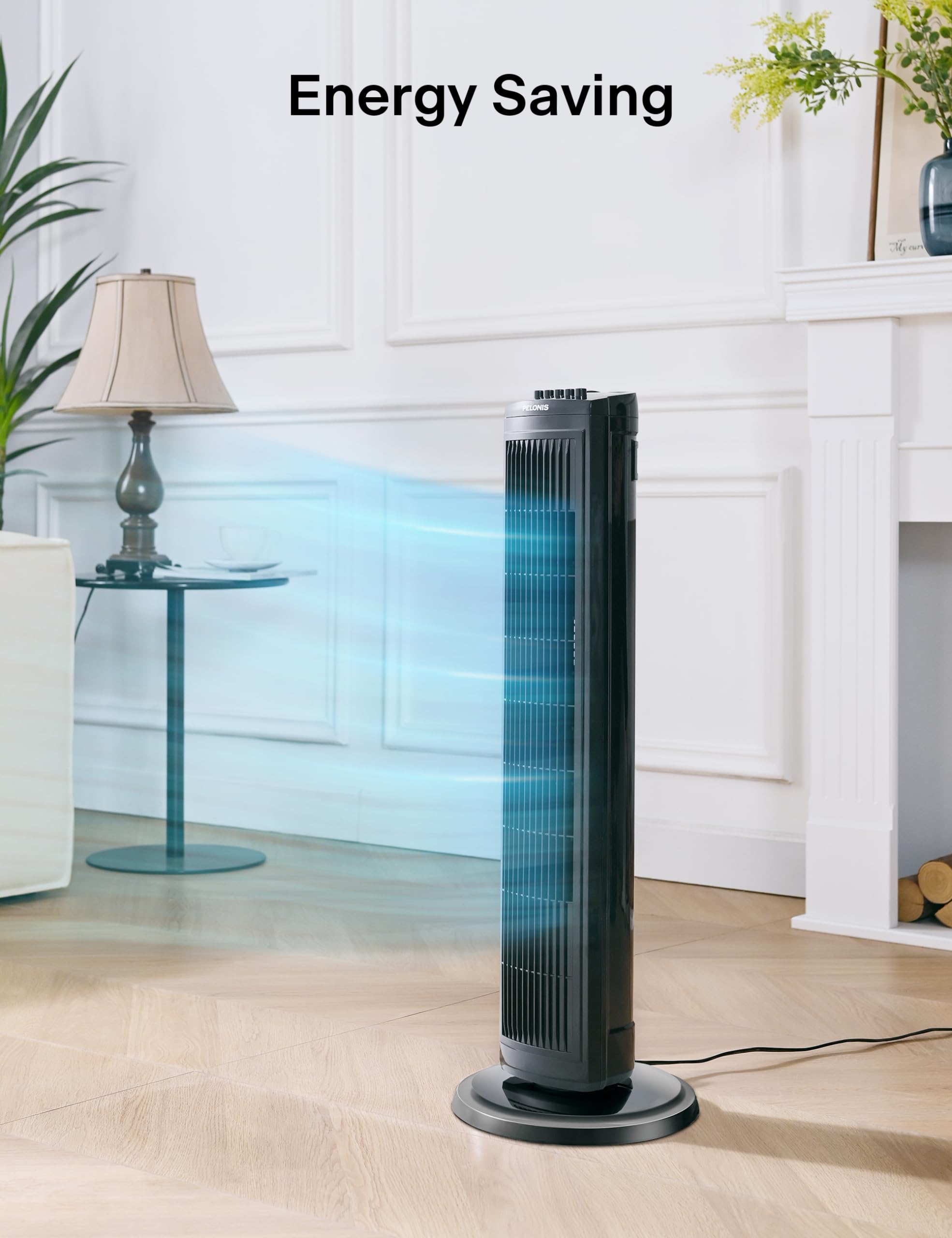 PELONIS 30-inch tower fan auto-off timer offers convenient overnight cooling.