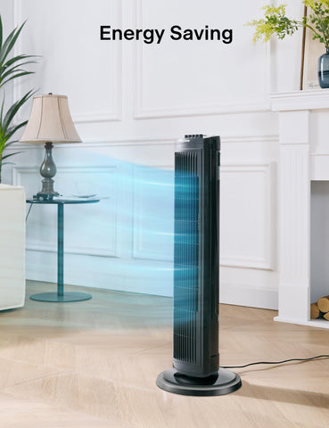 PELONIS 30-inch tower fan auto-off timer offers convenient overnight cooling.