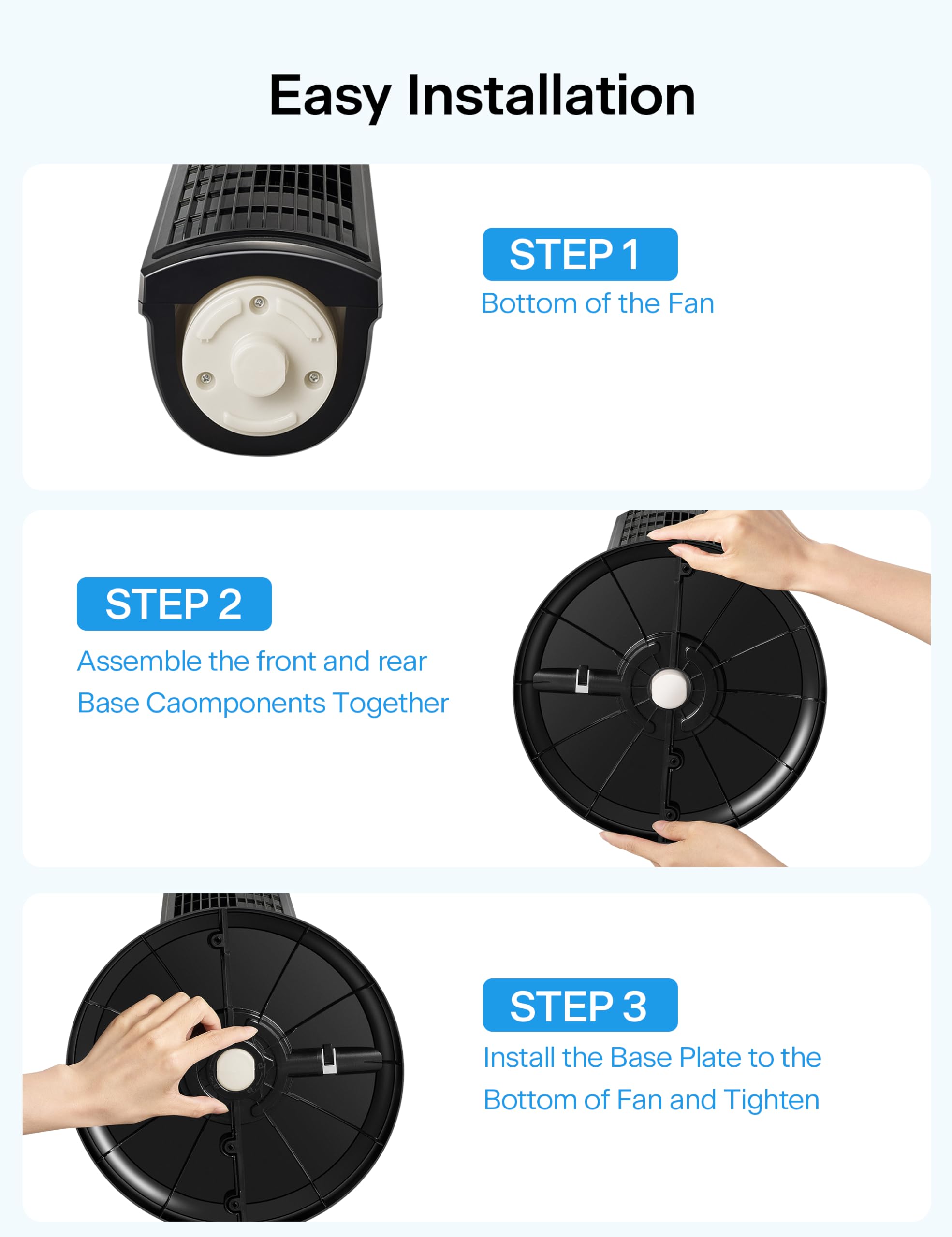 PELONIS 30-inch tower fan warranty-backed reliability for peace of mind.