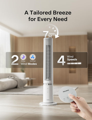 Pelonis 90-degree oscillation ensures even cooling across spaces