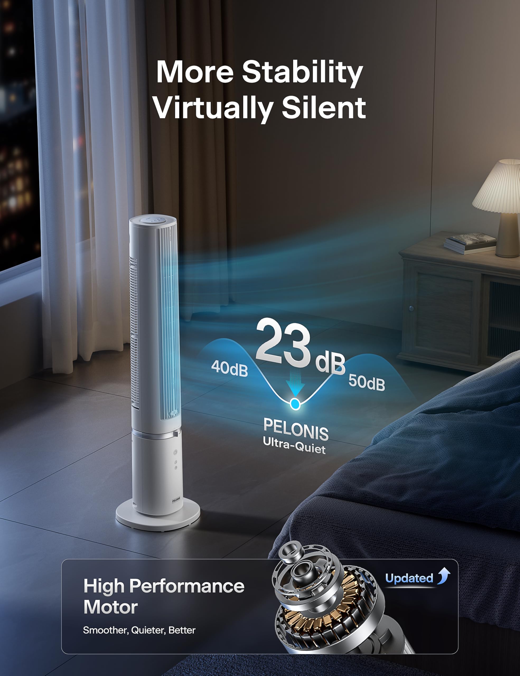 Pelonis 40-inch tower fan washable design enables easy cleaning for fresher air