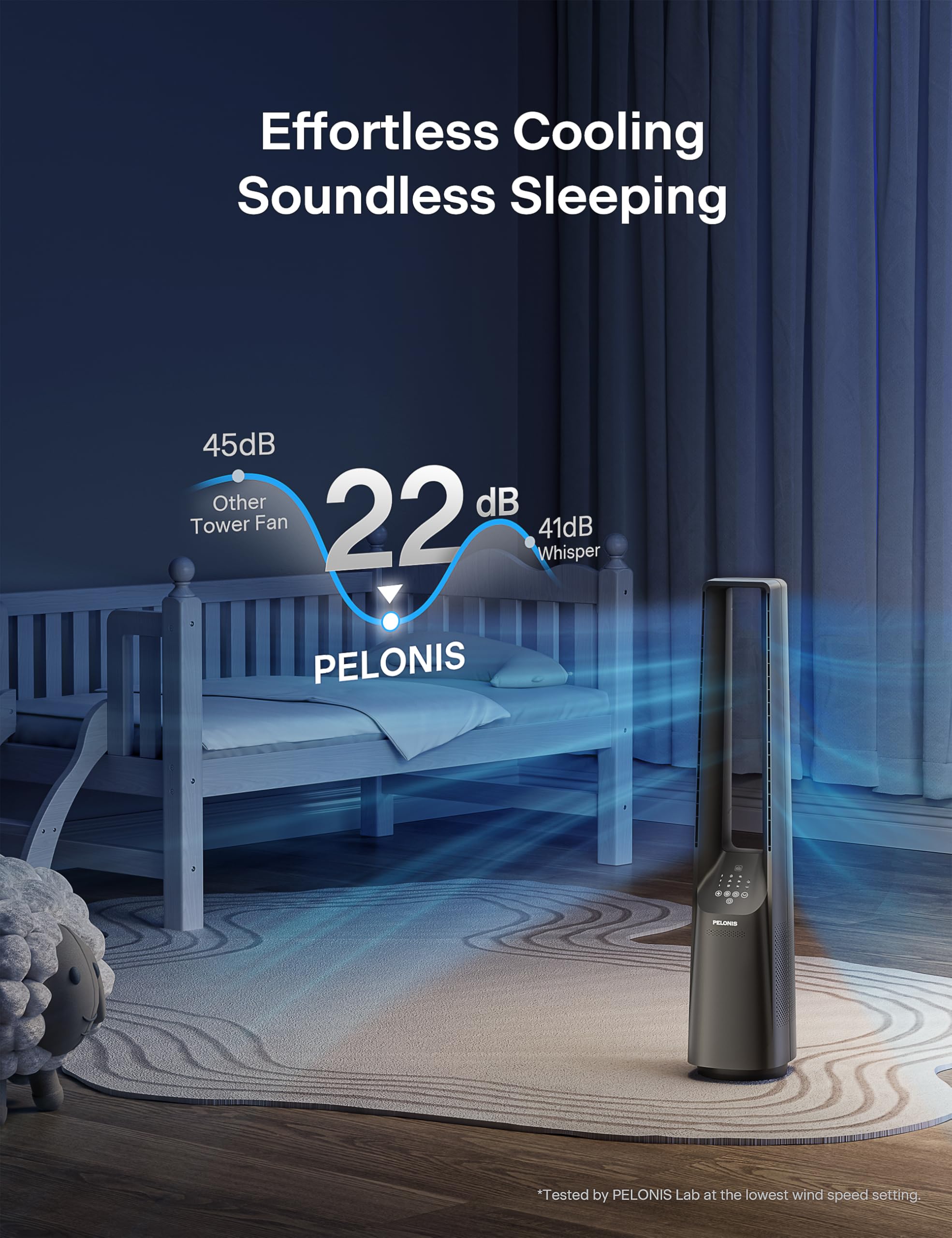 Pelonis quiet operation near-silent performance for focused work and restful sleep