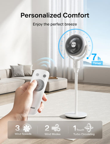 PELONIS AeroFan 7H timer offers convenient auto-shutoff.