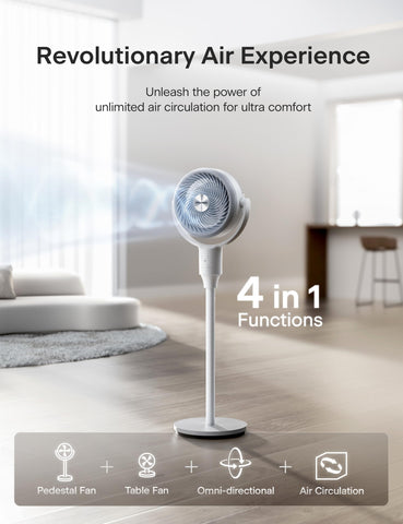 PELONIS AeroFan operates quietly at 26 dB for peaceful spaces.