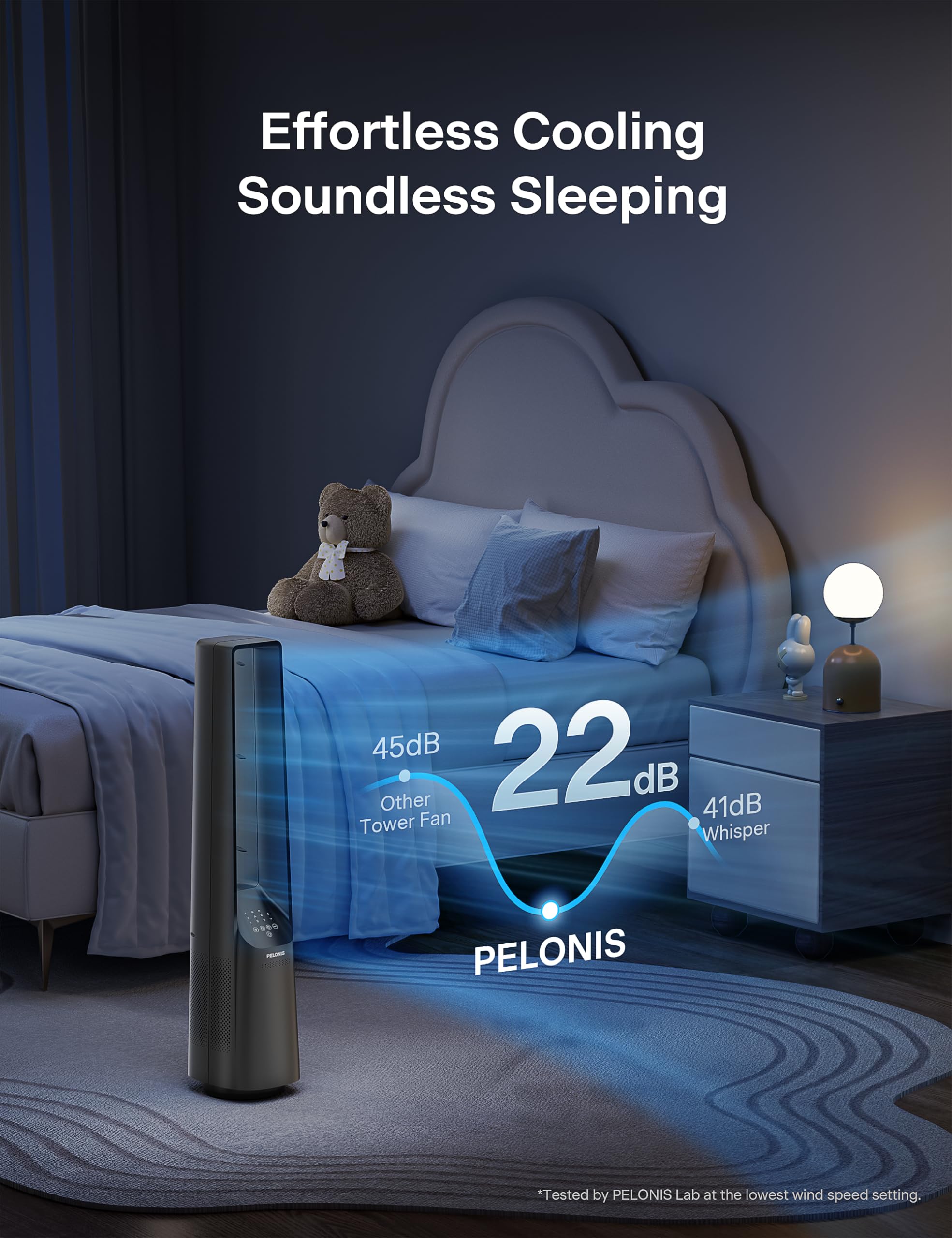 PELONIS bladeless tower fan safe design ideal for homes with children and pets