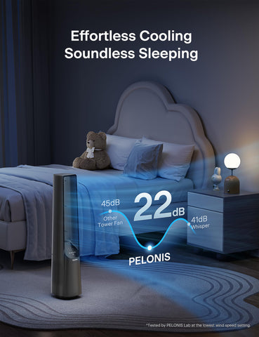 PELONIS bladeless tower fan safe design ideal for homes with children and pets