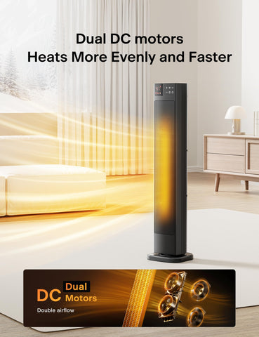 PELONIS ceramic tower heater with digital panel for precise temperature control.