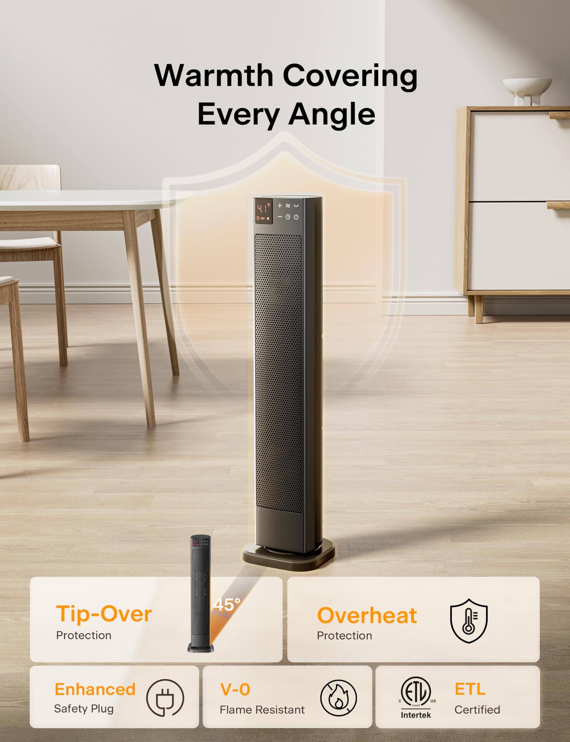 Eco mode on the Pelonis heater balances energy use with comfort.