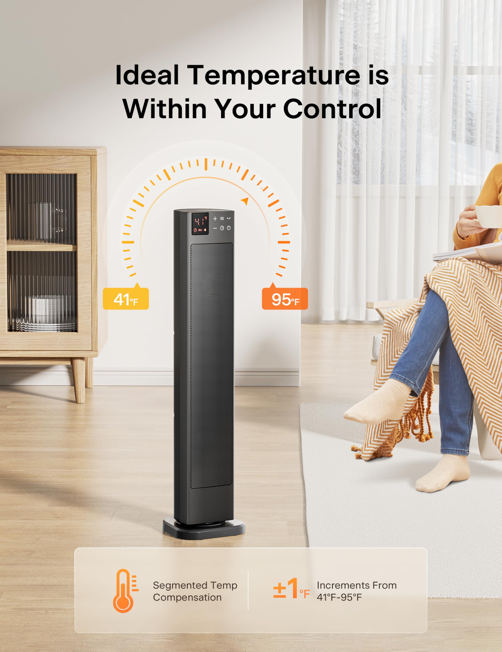 Quiet operation of the Pelonis heater supports work or study spaces.