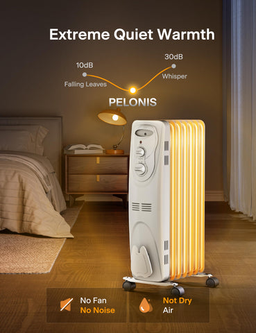 Pelonis oil-filled heater control panel with 3 modes for flexible heating
