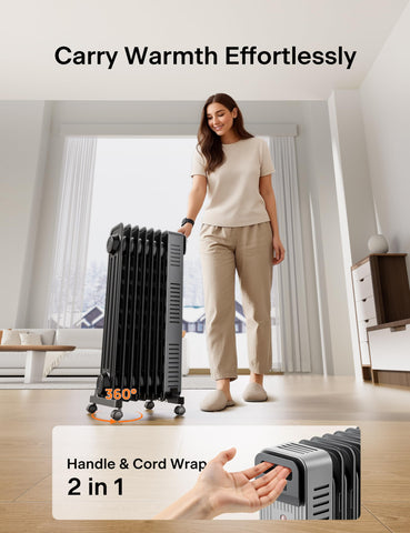 Pelonis oil-filled radiator in a modern black design